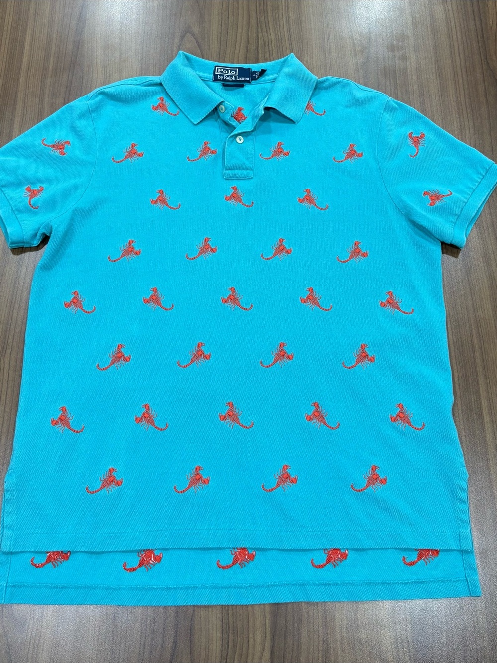 Vintage Polo Ralph Lauren Scorpion All-Over Embroidered Polo Shirt - Turquoise